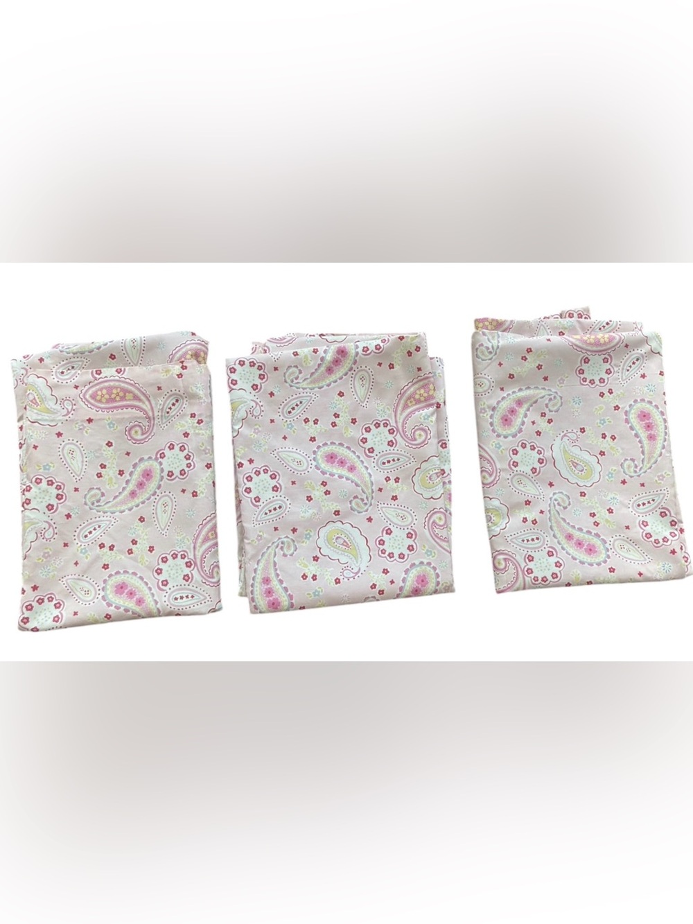 Pottery Barn Kids Girls Pink Paisley Window Curtains SET OF 3. 44 x 63 inches.